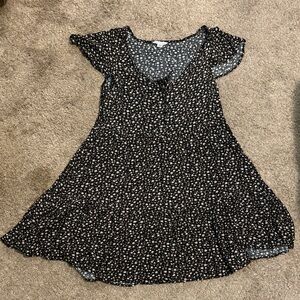 Girls Black Floral Swing Dress
